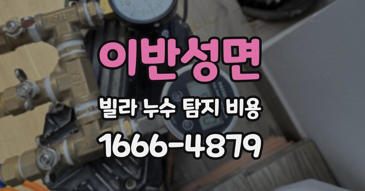 이반성면 빌라 누수 탐지 비용