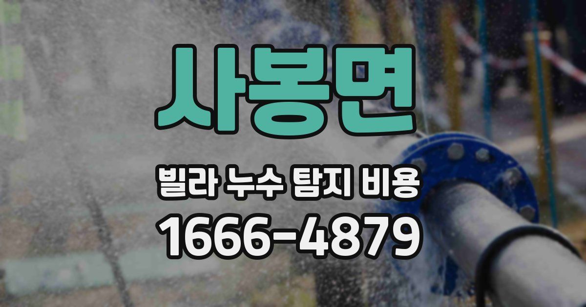 사봉면 빌라 누수 탐지 비용