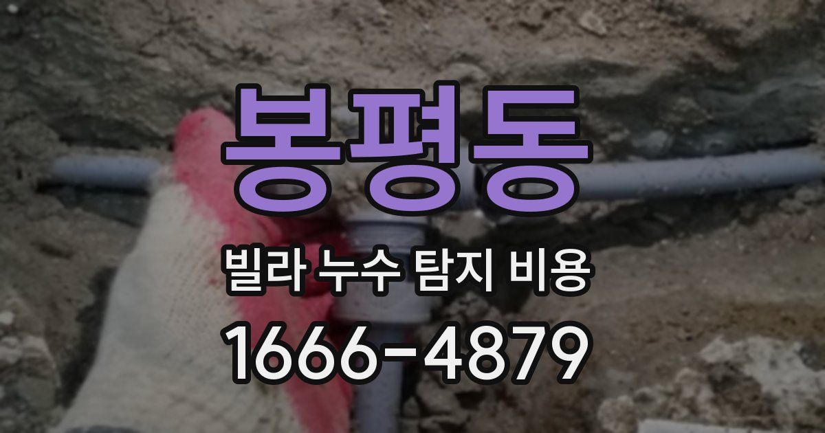 봉평동 빌라 누수 탐지 비용