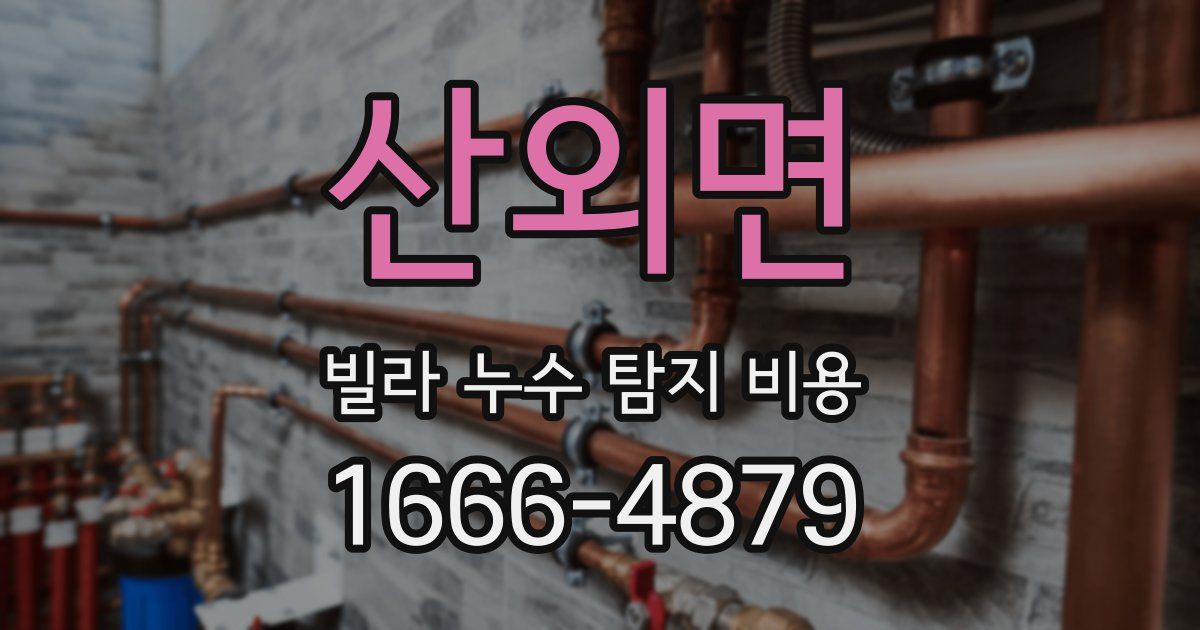 산외면 빌라 누수 탐지 비용