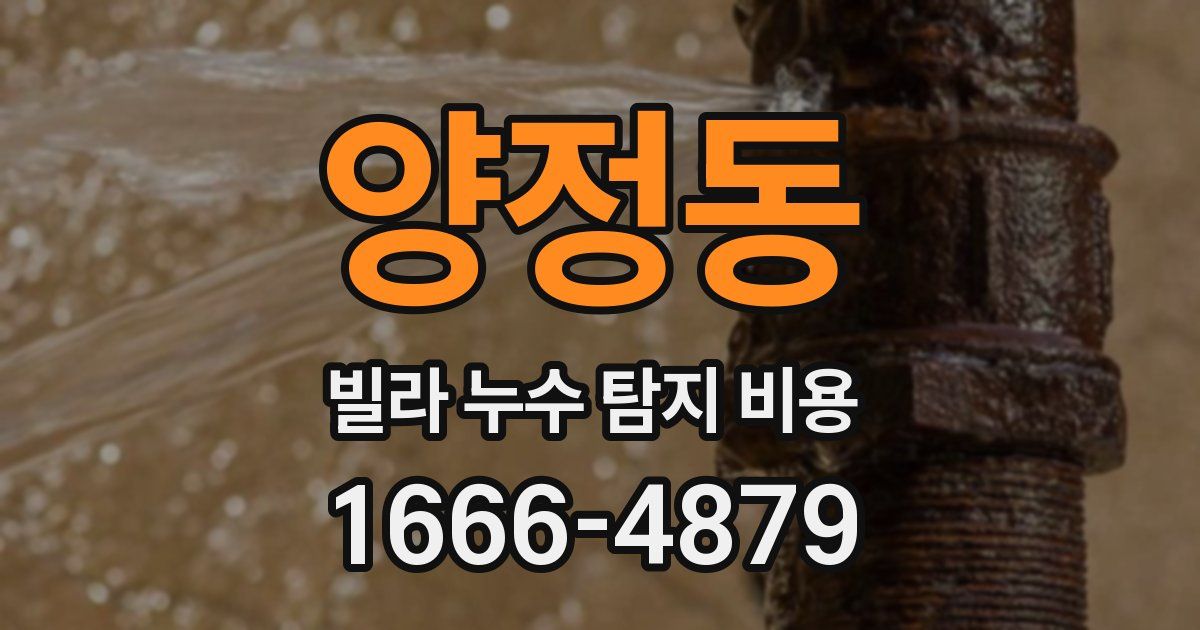 양정동 빌라 누수 탐지 비용