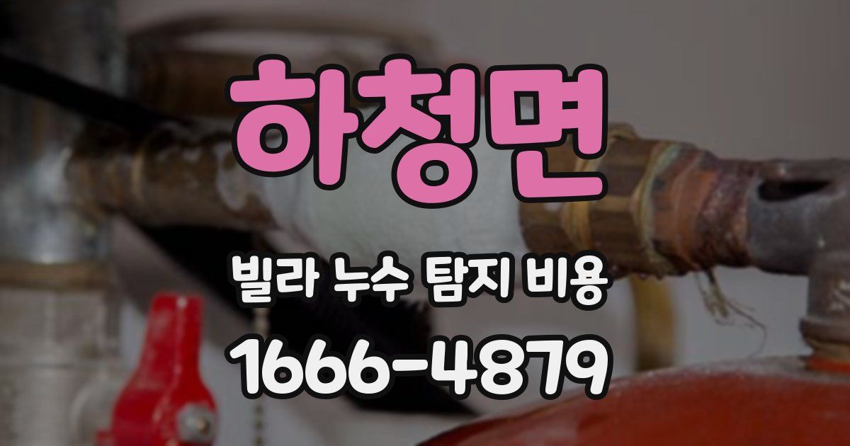 하청면 빌라 누수 탐지 비용
