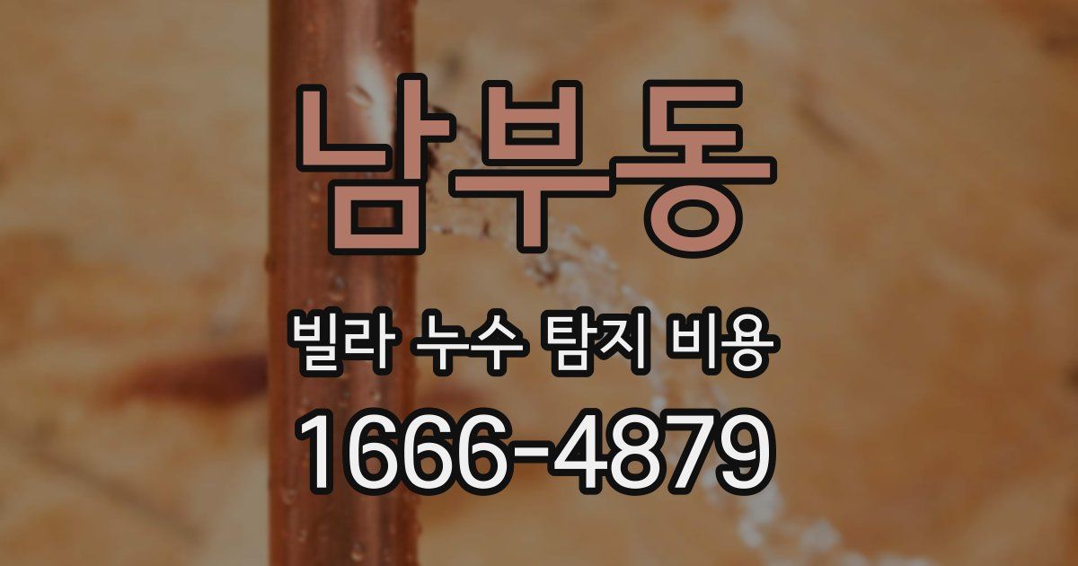 남부동 빌라 누수 탐지 비용