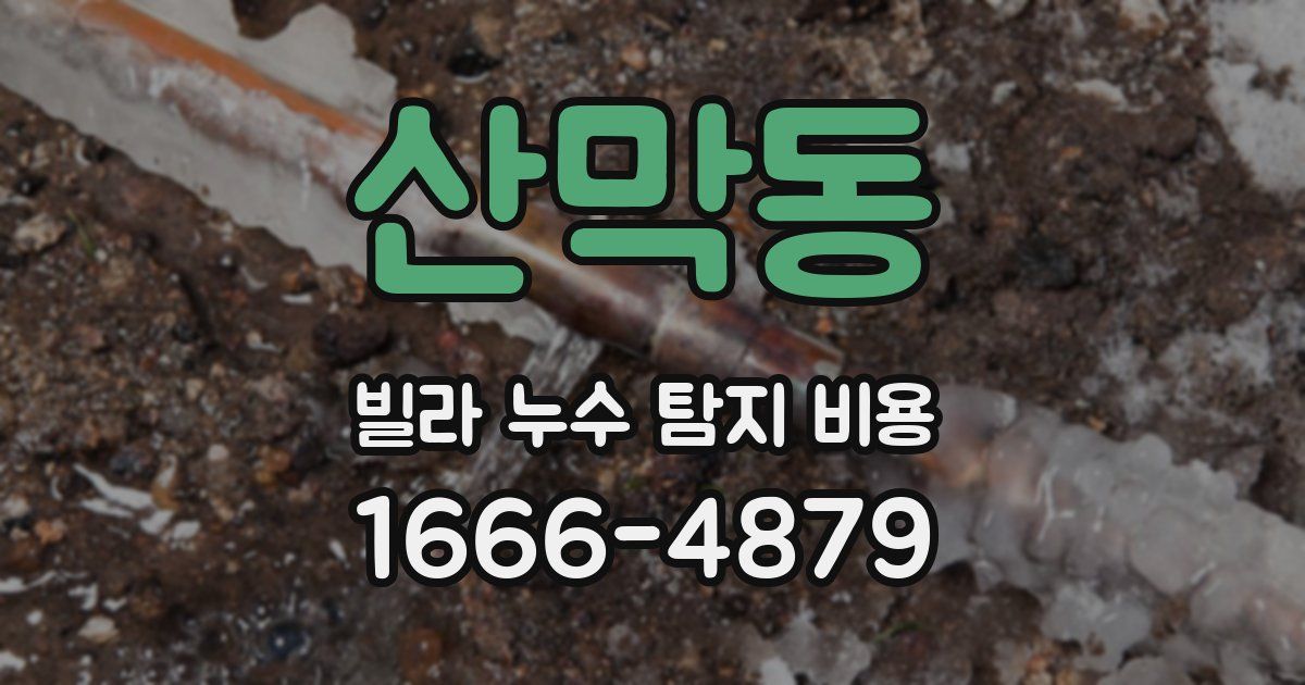 산막동 빌라 누수 탐지 비용