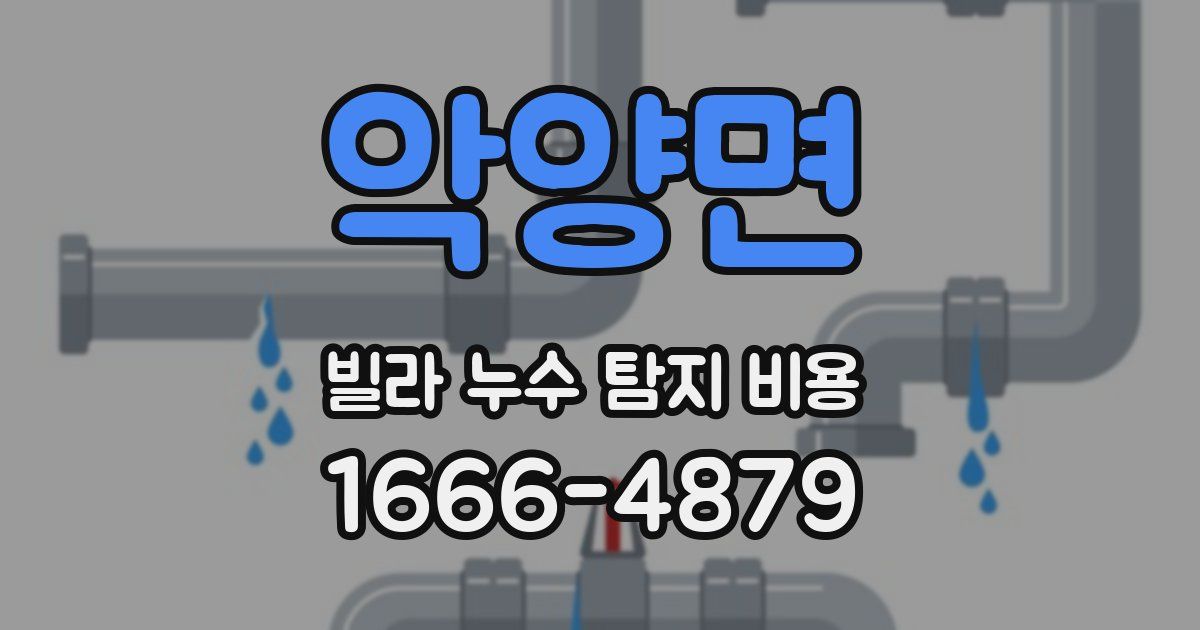 악양면 빌라 누수 탐지 비용