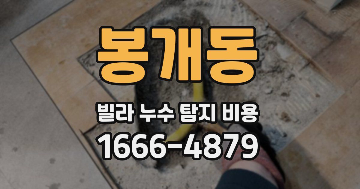 봉개동 빌라 누수 탐지 비용