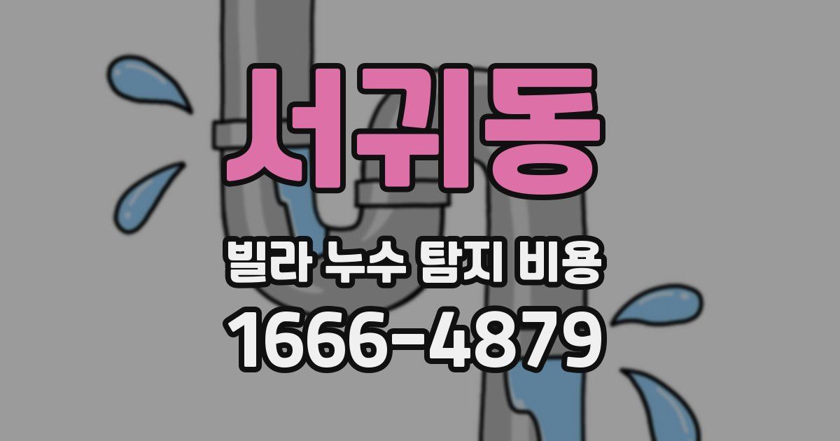 서귀동 빌라 누수 탐지 비용