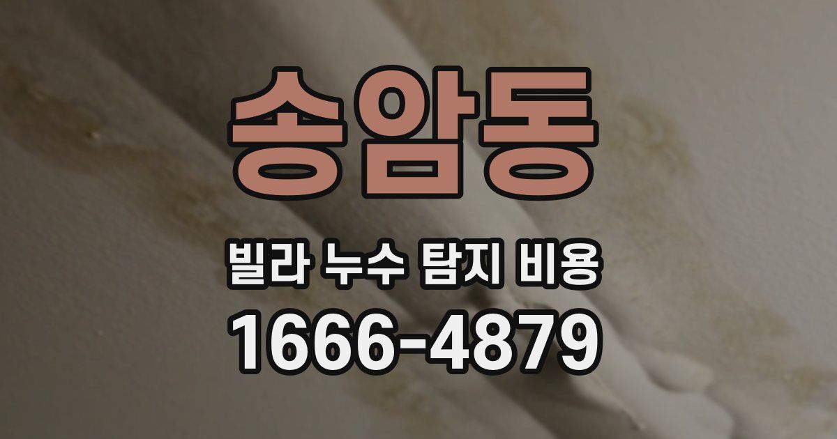 송암동 빌라 누수 탐지 비용