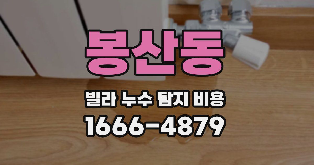 봉산동 빌라 누수 탐지 비용