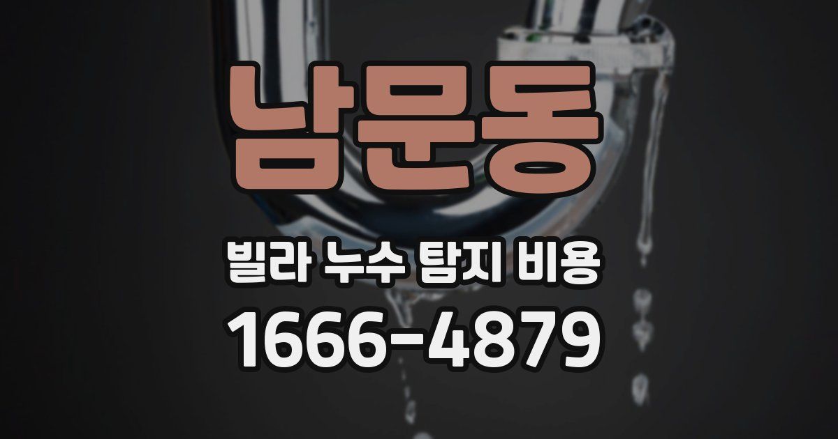 남문동 빌라 누수 탐지 비용