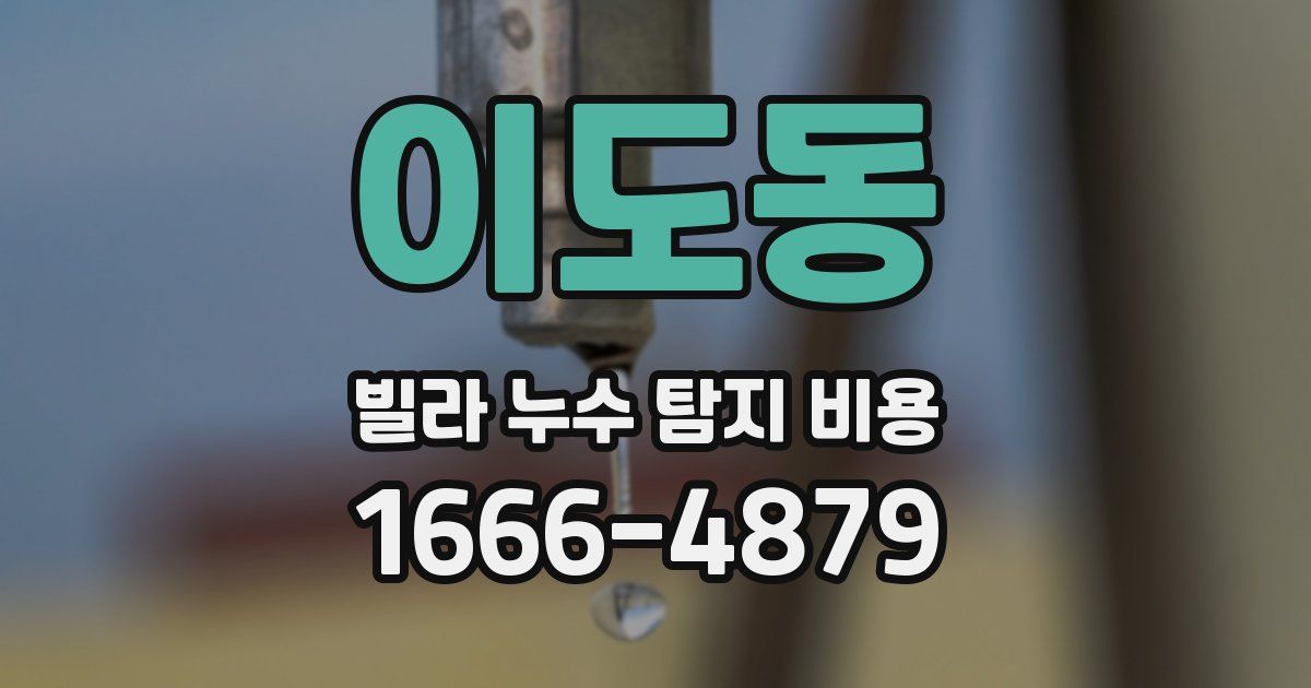 이도동 빌라 누수 탐지 비용