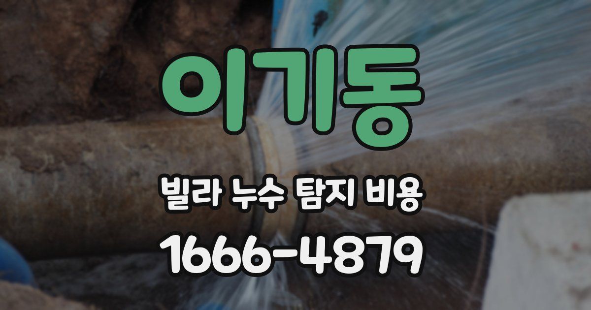 이기동 빌라 누수 탐지 비용
