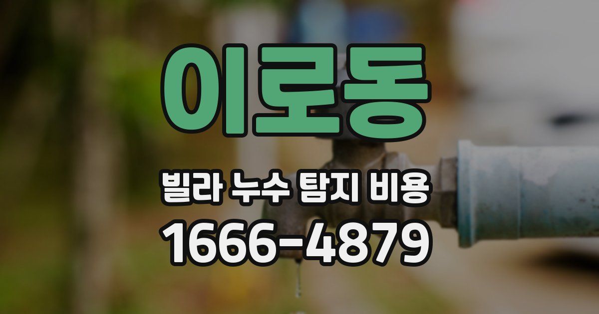 이로동 빌라 누수 탐지 비용