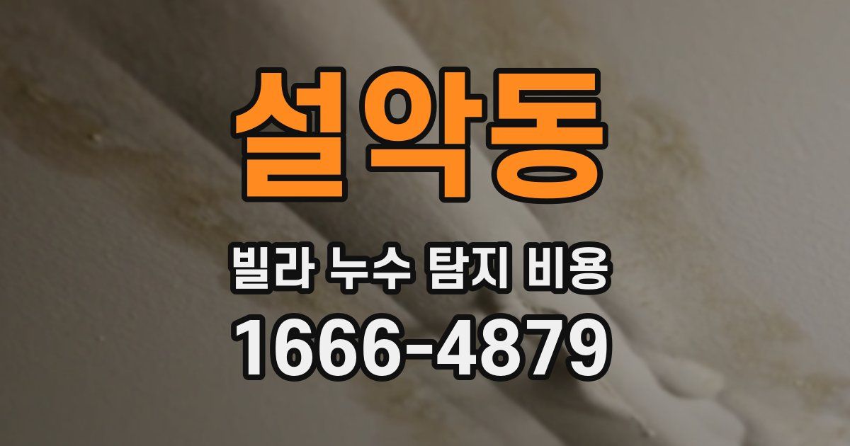 설악동 빌라 누수 탐지 비용