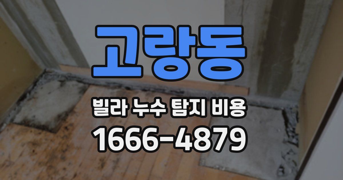 고랑동 빌라 누수 탐지 비용