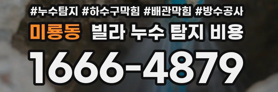 미룡동 빌라 누수 탐지 비용