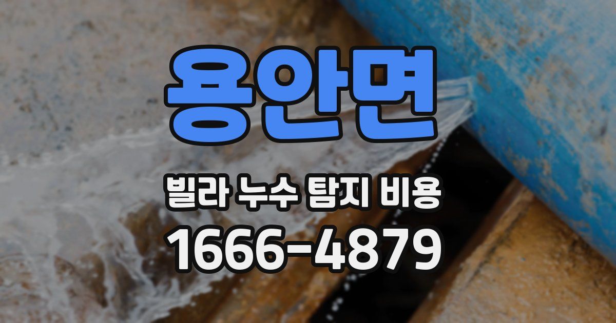 용안면 빌라 누수 탐지 비용