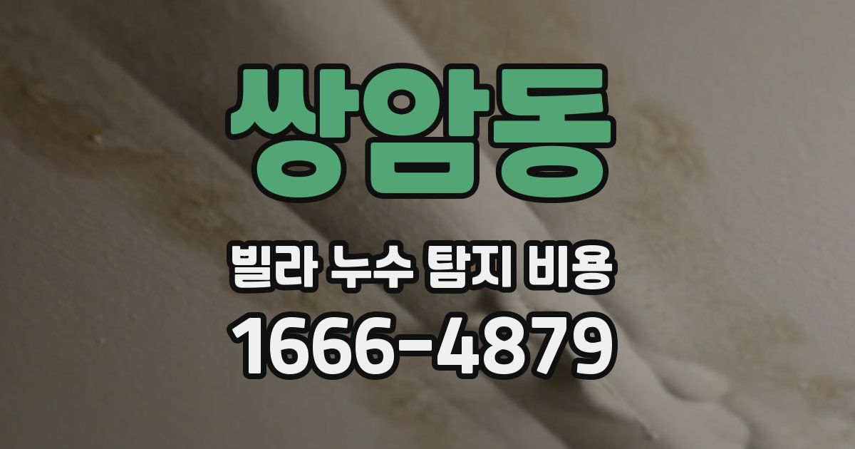 쌍암동 빌라 누수 탐지 비용
