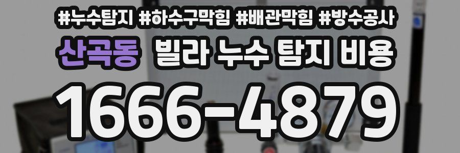 산곡동 빌라 누수 탐지 비용