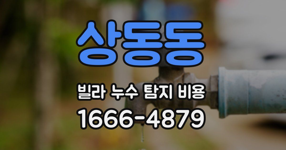 상동동 빌라 누수 탐지 비용