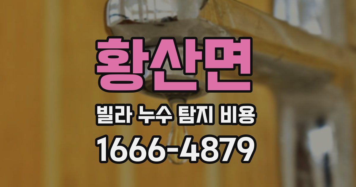 황산면 빌라 누수 탐지 비용