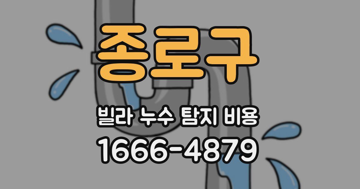 종로구 빌라 누수 탐지 비용