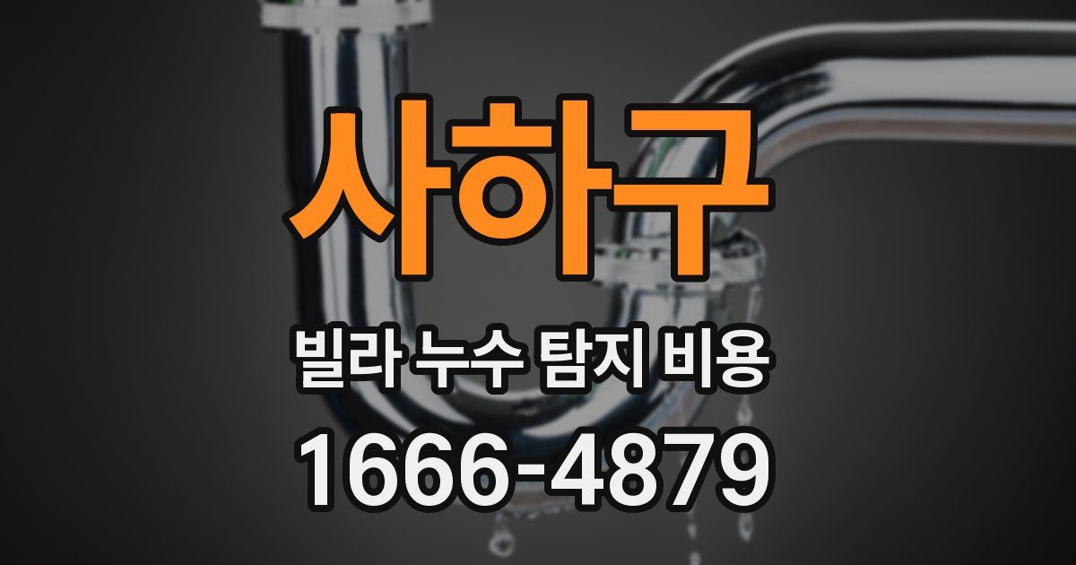 사하구 빌라 누수 탐지 비용