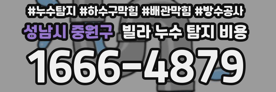 성남시 중원구 빌라 누수 탐지 비용