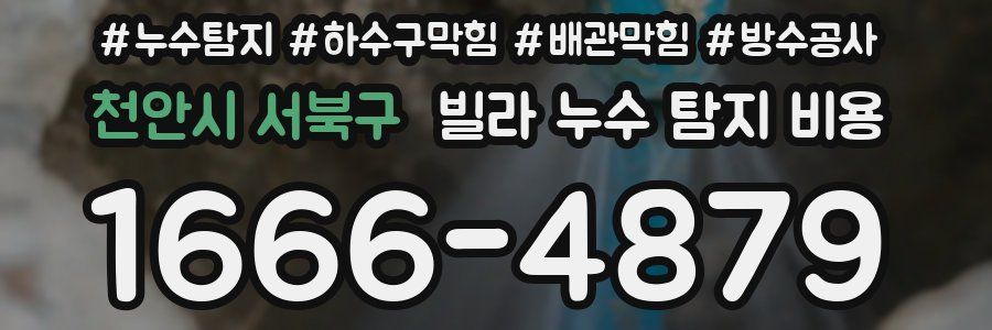 천안시 서북구 빌라 누수 탐지 비용