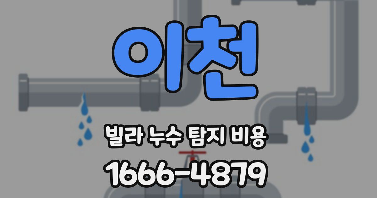 이천 빌라 누수 탐지 비용
