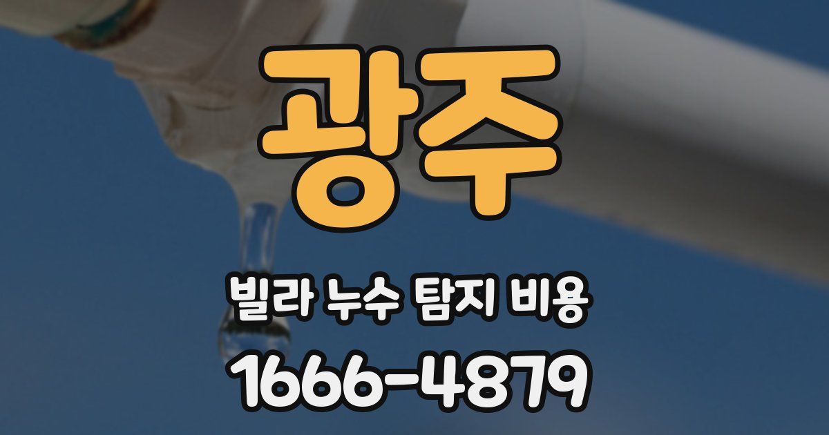 광주 빌라 누수 탐지 비용