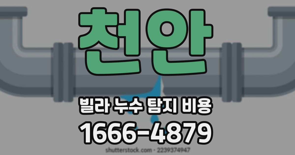 천안 빌라 누수 탐지 비용