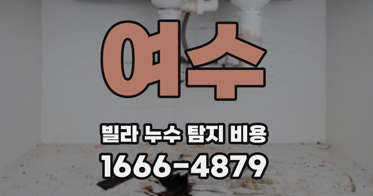 여수 빌라 누수 탐지 비용