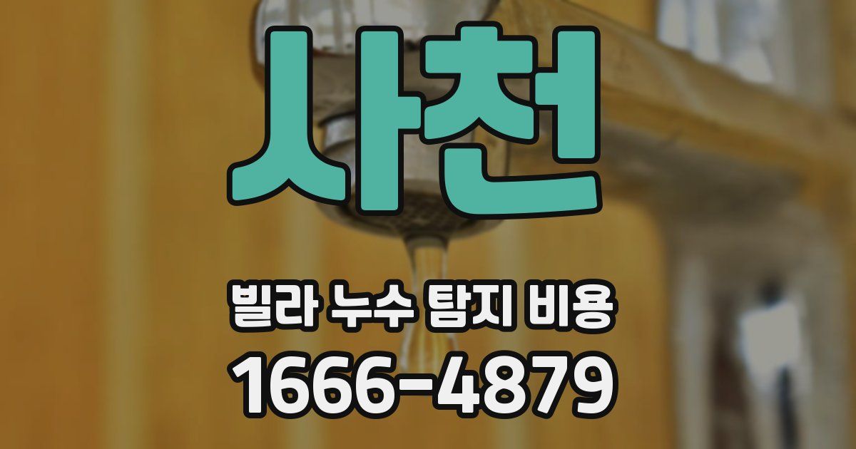 사천 빌라 누수 탐지 비용