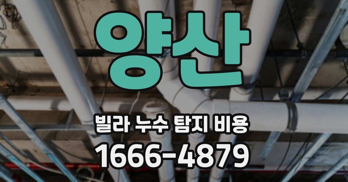 양산 빌라 누수 탐지 비용