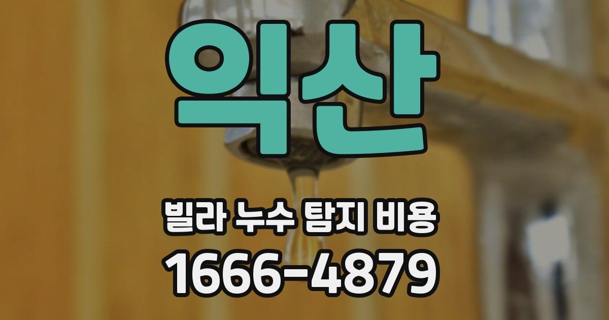 익산 빌라 누수 탐지 비용