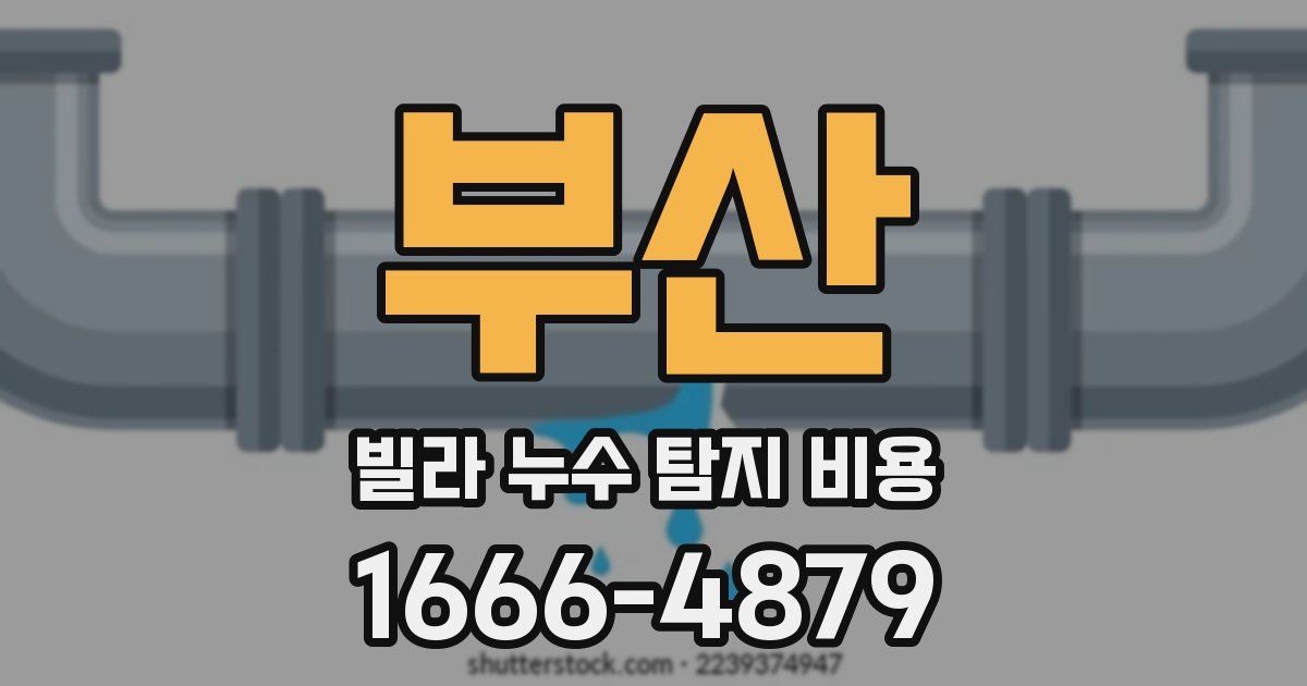 부산 빌라 누수 탐지 비용