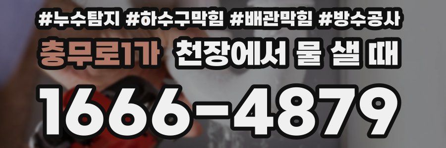 충무로1가 천장에서 물 샐 때