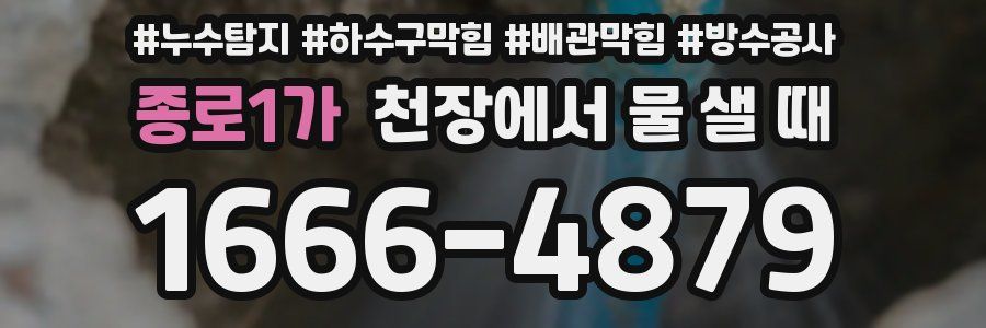 종로1가 천장에서 물 샐 때