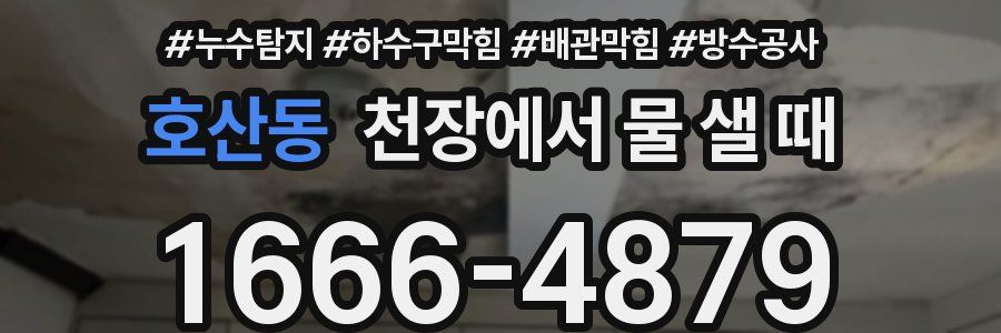 호산동 천장에서 물 샐 때