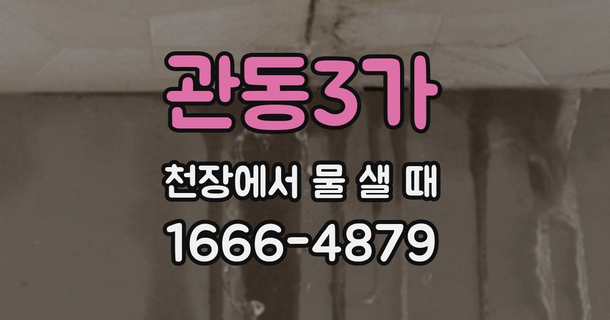 관동3가 천장에서 물 샐 때