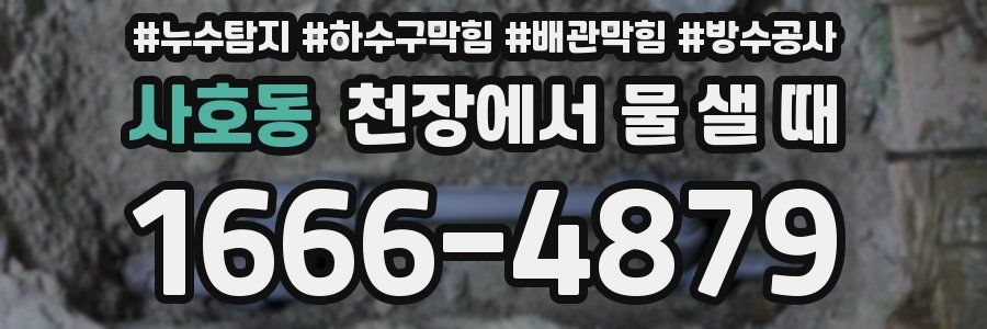 사호동 천장에서 물 샐 때