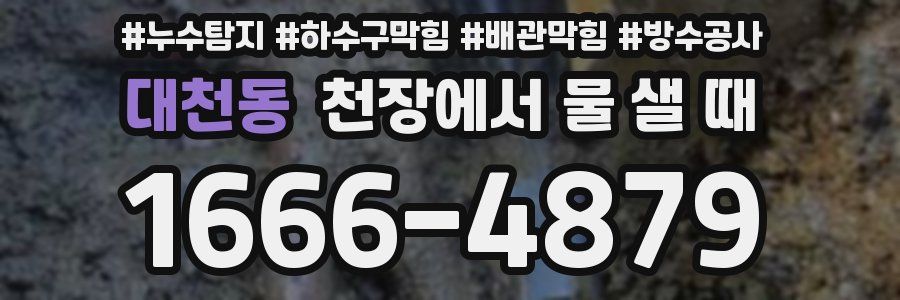 대천동 천장에서 물 샐 때