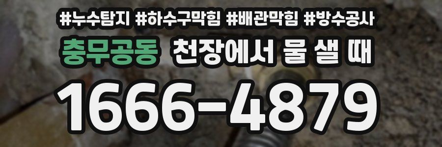 충무공동 천장에서 물 샐 때