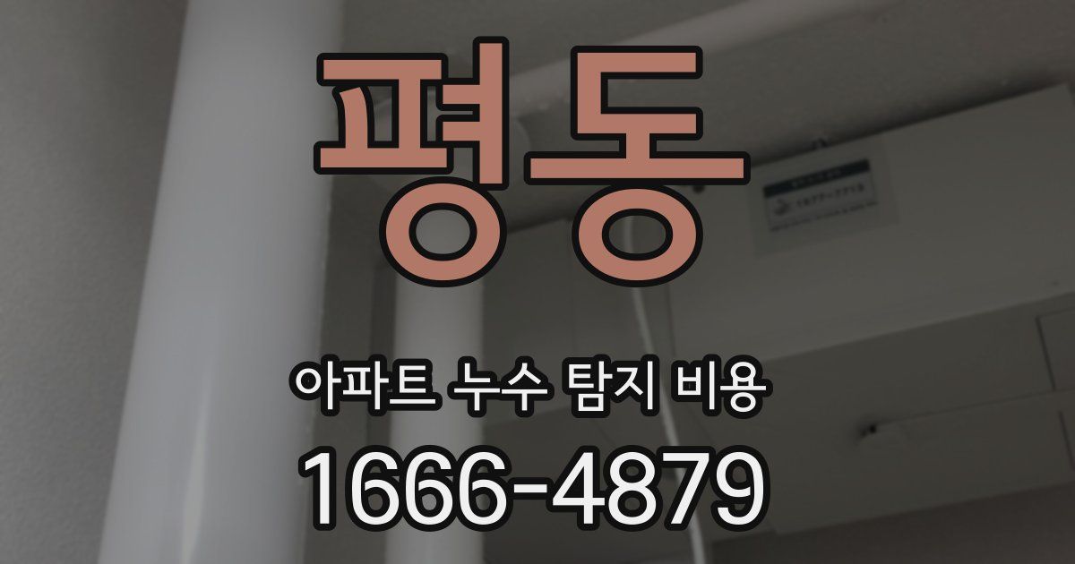 평동 아파트 누수 탐지 비용