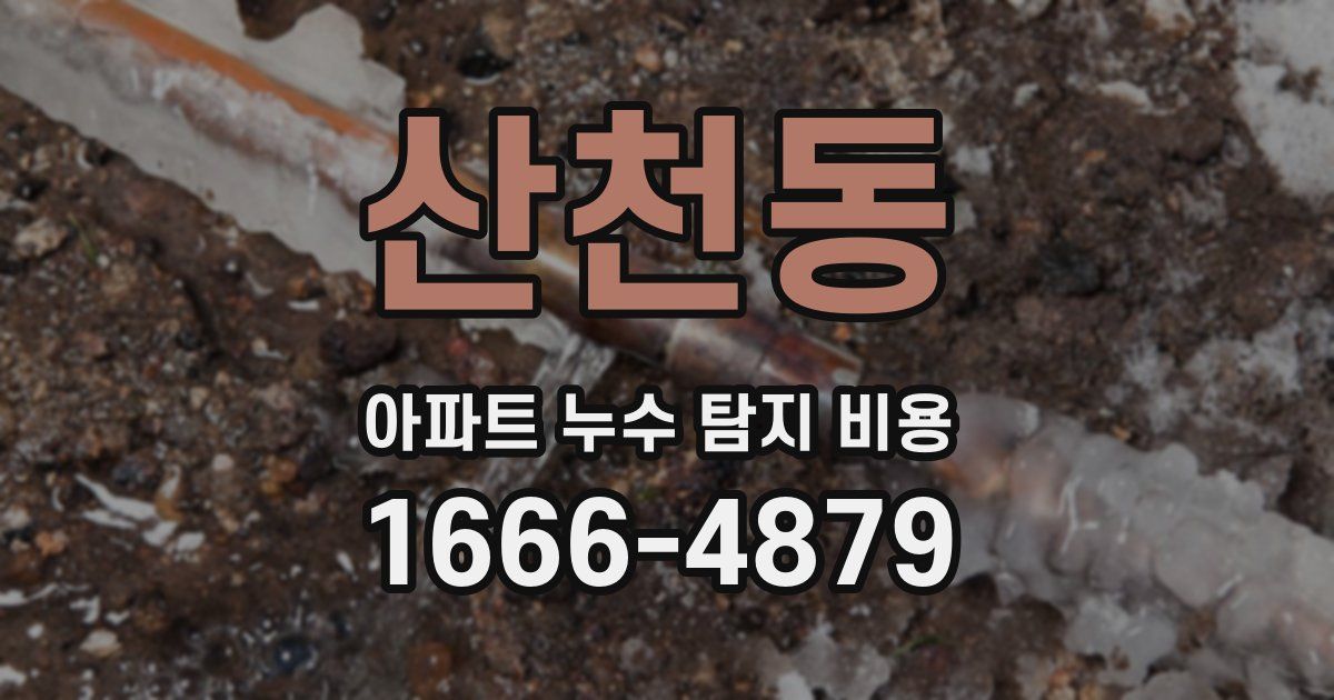 산천동 아파트 누수 탐지 비용