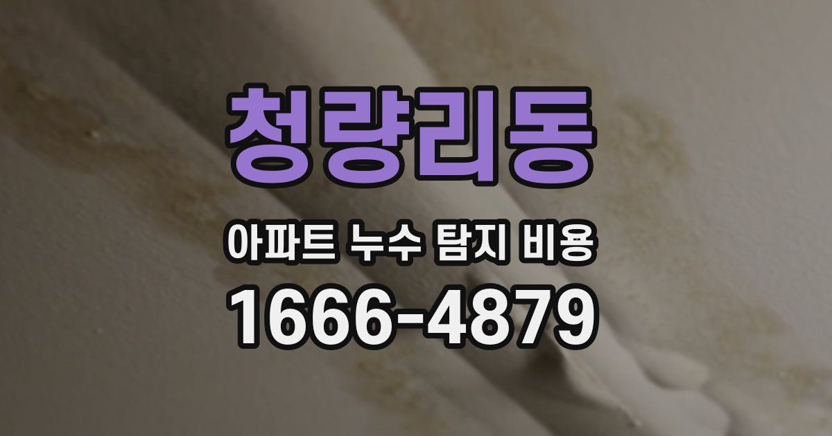 청량리동 아파트 누수 탐지 비용