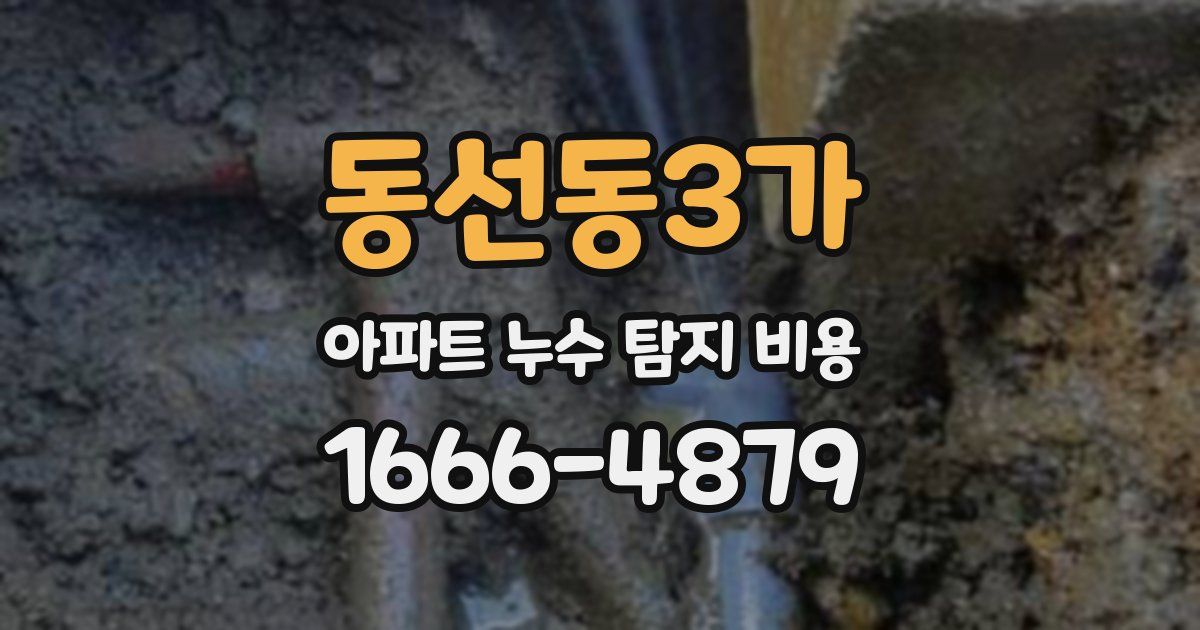 동선동3가 아파트 누수 탐지 비용