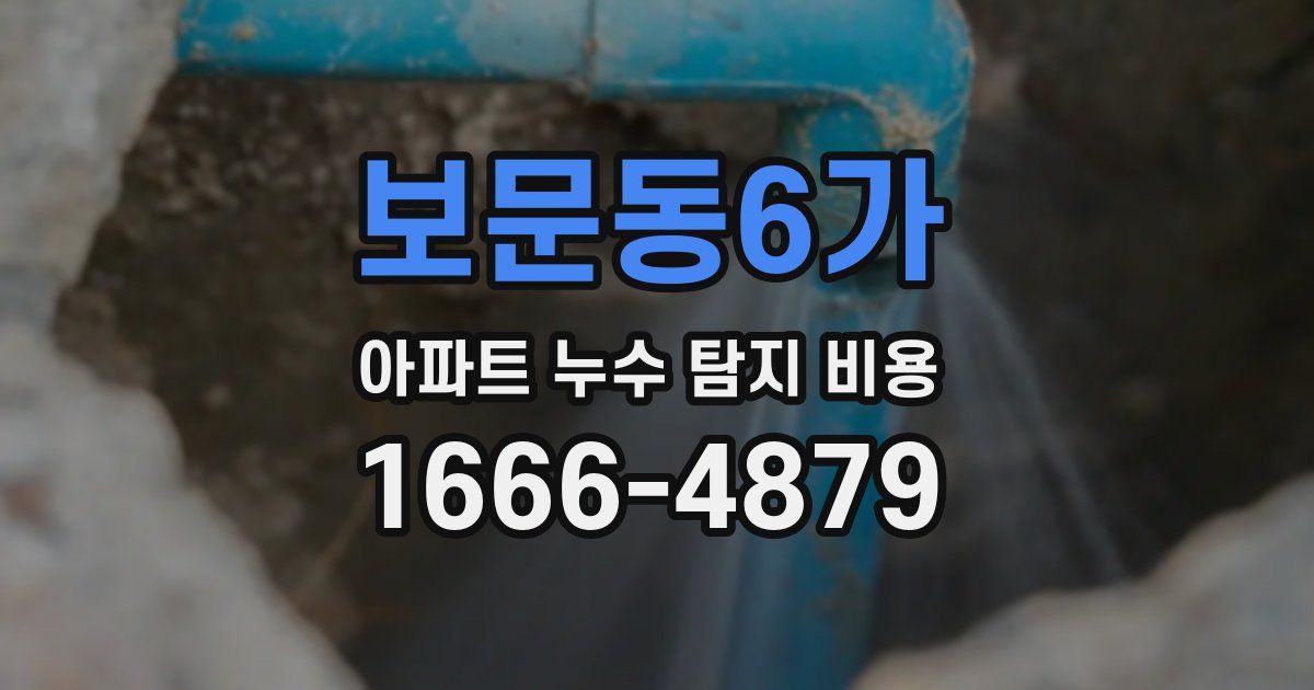보문동6가 아파트 누수 탐지 비용
