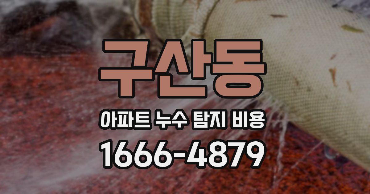 구산동 아파트 누수 탐지 비용